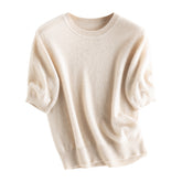 Women's Pure Cashmere Round Neck Pullover Knitted Sweater